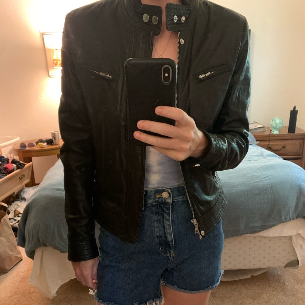 Genuine black leather jacket